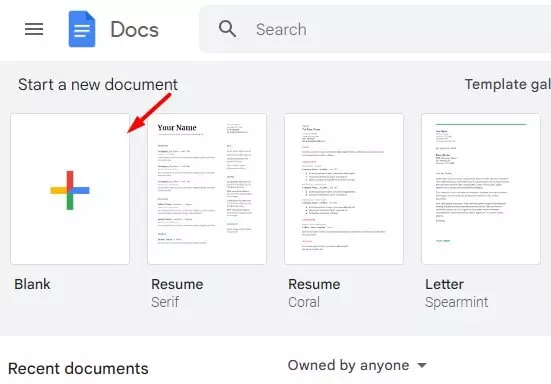 ভয়েস টাইপিং এর জন্য নতুন গুগল ডক খোলা