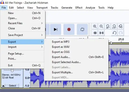 Audacity কিভাবে অডিও এক্সপোর্ট করতে হয়