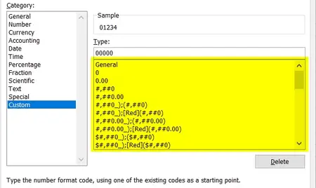 MS Excel Custom Cell Formatting