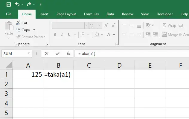 Number to word converter in excel