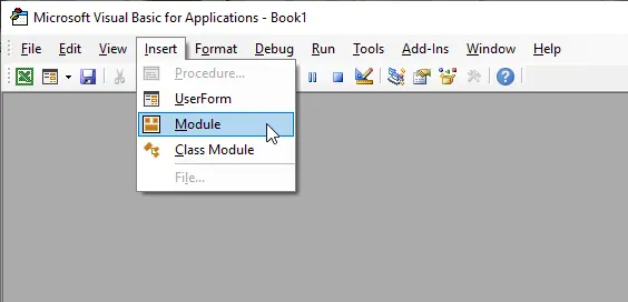 এক্সেল এ মডিউল যুক্ত করণ