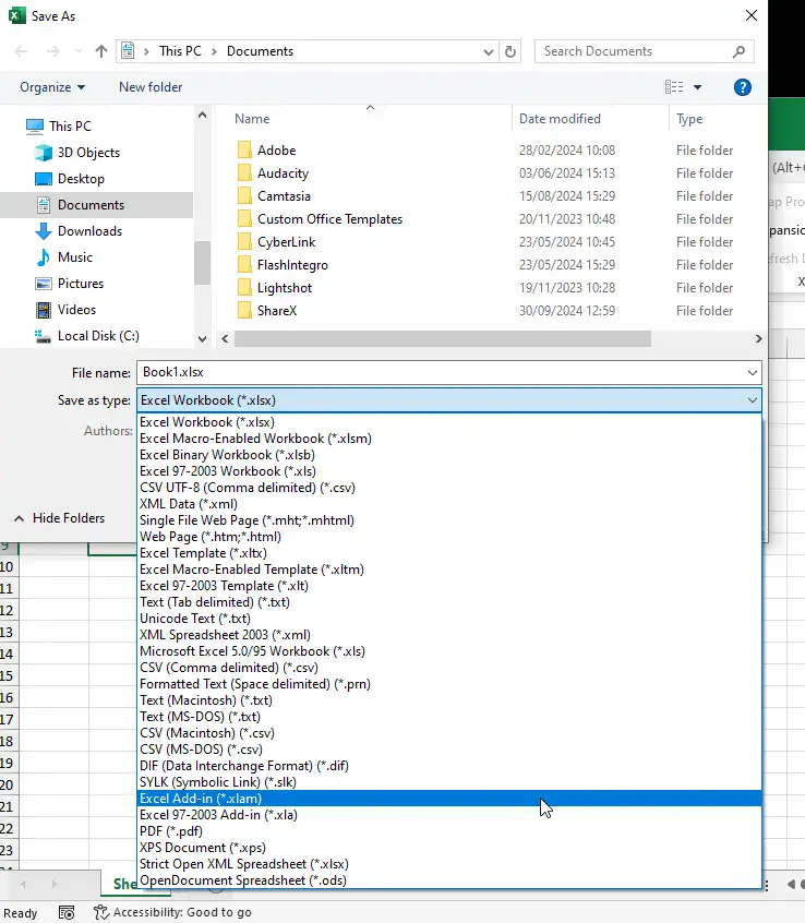 এমএস এক্সেল এ এড-ইন্স সেভ করা