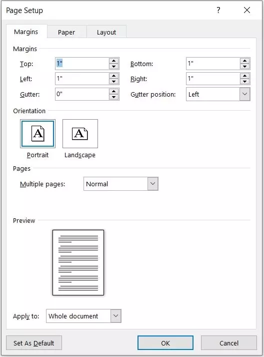 MS Word পেজ সেটআপ এর মার্জিন ট্যাব পরিচিতি