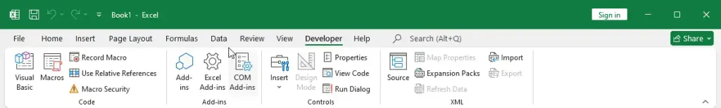 কিভাবে এক্সেল এ ডেভেলপমেন্ট মেনু যুক্ত করবেন