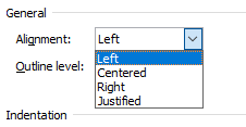 MS Word Alignment Options