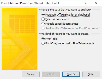 PivotTable Wizard
