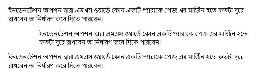 এমএস ওয়ার্ড ইনডেনটেশন অপশন এর কাজ