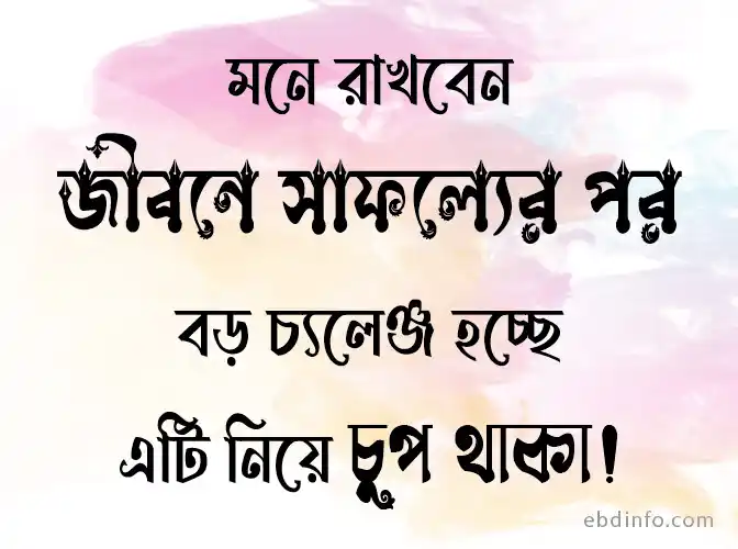 জীবনে সাফল্যের পর চুপ থাকা